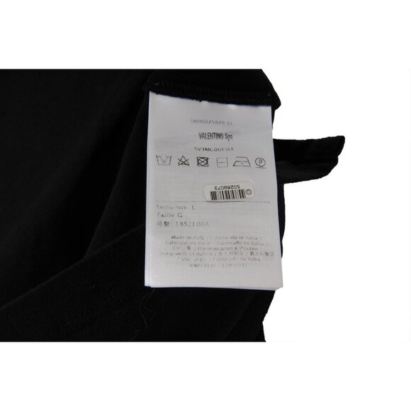 Valentino Men Rockstud Collar Pocket T Shirt Size Large Black Cotton Short Sleev - Picture 7 of 8